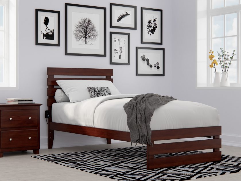 Oxford Twin Extra Long Bed with Footboard in Walnut