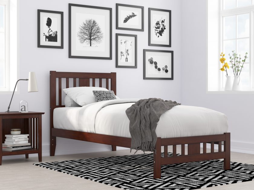 Tahoe Twin Extra Long Bed with Footboard in Walnut