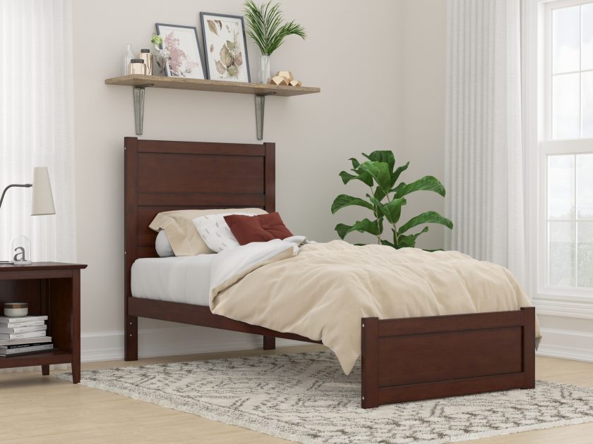 NoHo Twin Extra Long Bed with Footboard in Walnut