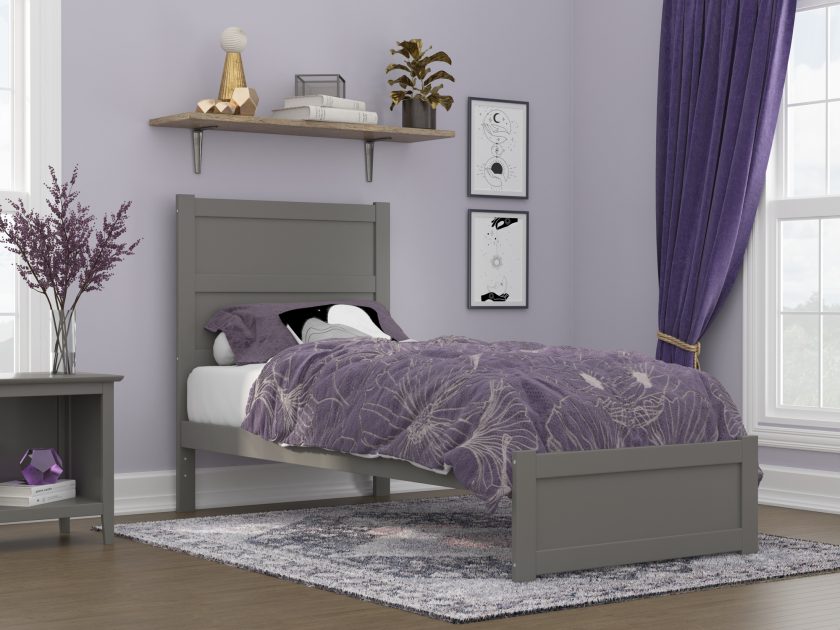 NoHo Twin Extra Long Bed with Footboard in Grey
