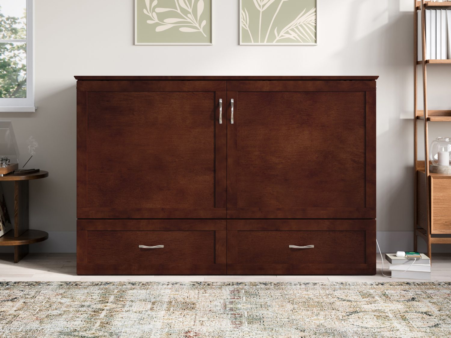 Hamilton Full Murphy Bed Chest in Walnut AFI Furnishings