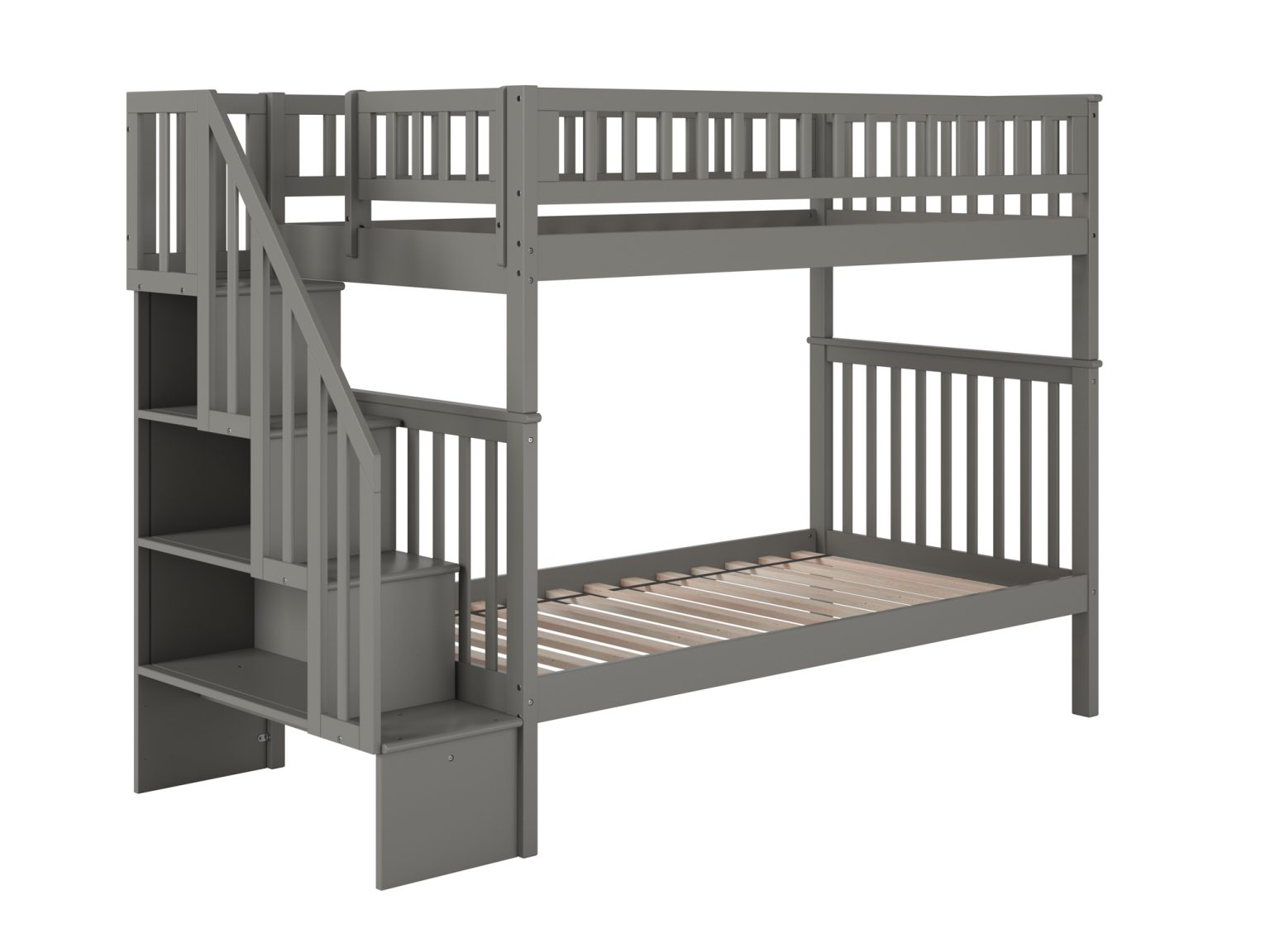 Twin over Twin Woodland Staircase Bunk Bed in Grey – AFI Furnishings