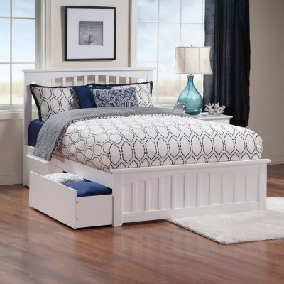Mission Platform Bed with Matching Footboard & Set of 2 Storage Drawers