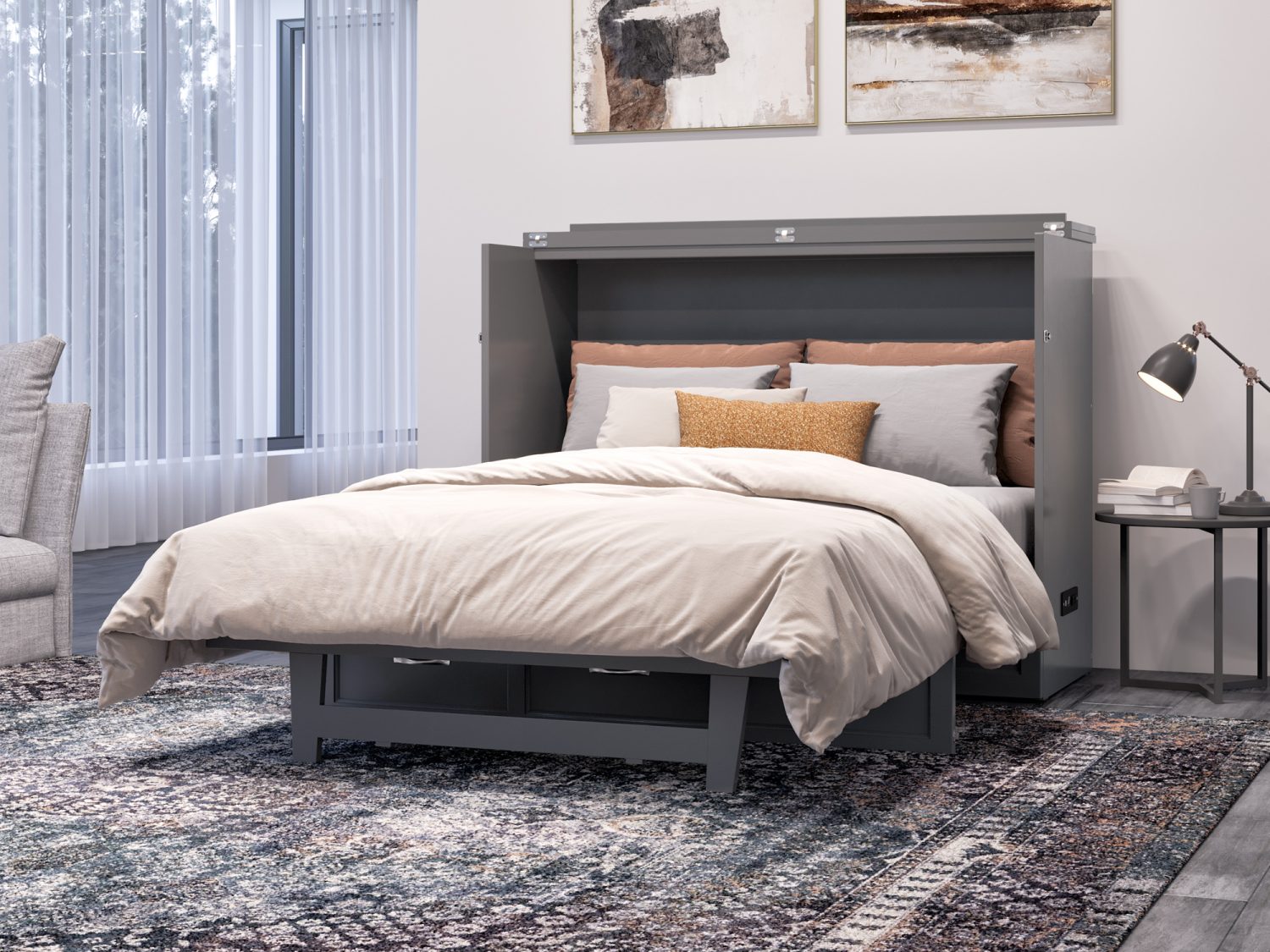 Northfield Full Murphy Bed Chest In Grey AFI Furnishings   AC573149 RS TR2 30 1500x1125 