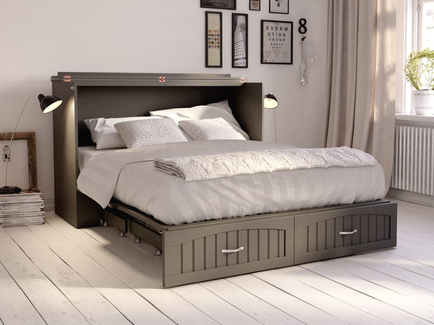 Southampton Queen Murphy Bed Chest In Grey AFI Furnishings   AC614149 RS TR2 30 1500x1125 