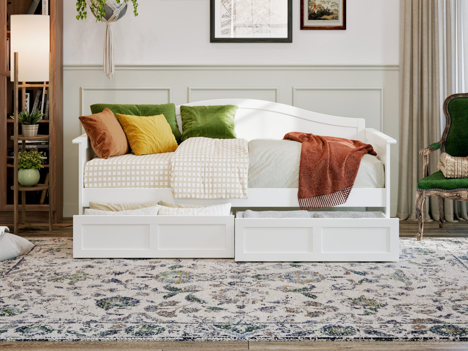 Acadia Daybed with 2 Storage Drawers in White – AFI Furnishings