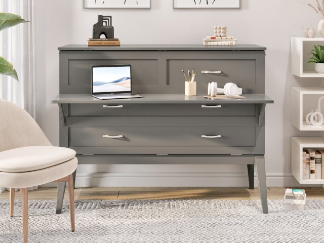 Northampton Full Size Murphy Bed Desk in Grey