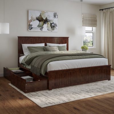 Nantucket Platform Bed with Matching Footboard & Set of 2 Storage Drawers