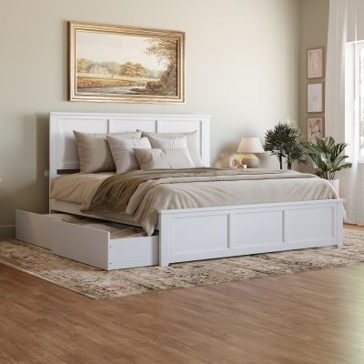 Madison Platform Bed with Matching Footboard & Set of 2 Storage Drawers