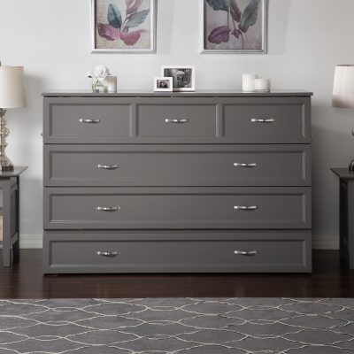 Deerfield Murphy Bed Chest with Mattress, Storage Drawer & Built-In Charger