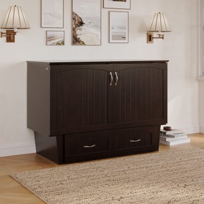 Nantucket Murphy Bed Chest with Mattress, Storage Drawer & Built-In Charger