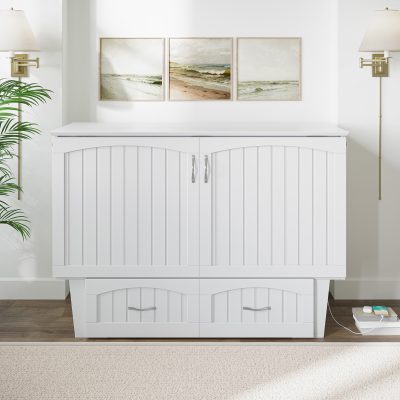 Nantucket Murphy Bed Chest with Mattress, Storage Drawer & Built-In Charger