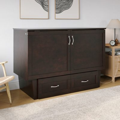 Monroe Murphy Bed Chest with Mattress, Storage Drawer & Built-In Charger