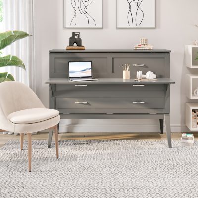 Northampton Full Murphy Bed Desk with Mattress & Built-In Charger