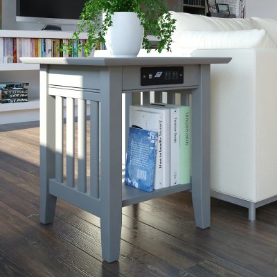 Mission End Table with Built-In Charger