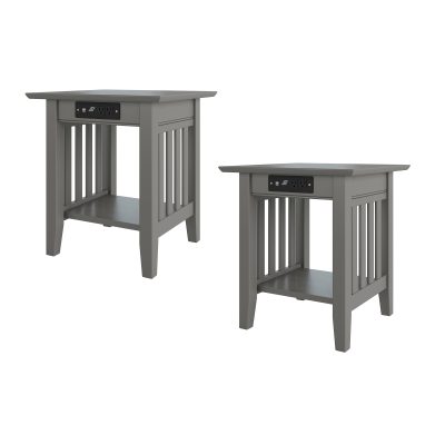 Set of 2 Mission End Tables with Built-In Charger