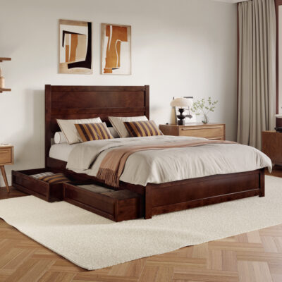 Aveline Platform Bed with Matching Footboard & Storage Drawers